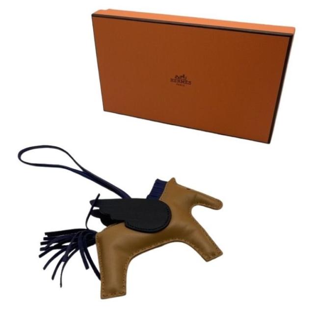 HERMES エルメス バッグチャーム ロデオＭM ペガサス ブラウン系 ネイビー系 アニョーミロ ユニセックス 美品【本物保証】