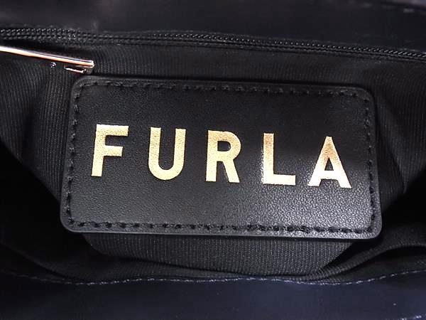 FURLA フルラ ハンドバッグ 1927 ミニ トップハンドル WB00109 ネイビー系 ビスコース×レザー レディース 2WAY ショルダーバッグ ゴールド金具 超美品【本物保証】_1