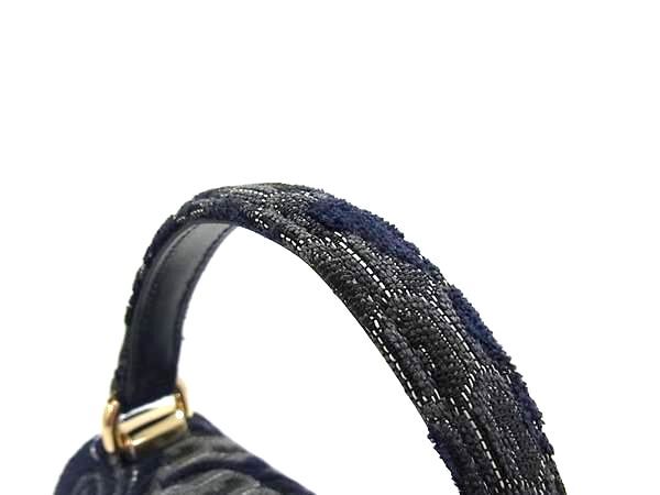 FURLA フルラ ハンドバッグ 1927 ミニ トップハンドル WB00109 ネイビー系 ビスコース×レザー レディース 2WAY ショルダーバッグ ゴールド金具 超美品【本物保証】_2