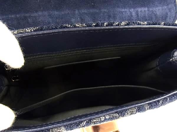 FURLA フルラ ハンドバッグ 1927 ミニ トップハンドル WB00109 ネイビー系 ビスコース×レザー レディース 2WAY ショルダーバッグ ゴールド金具 超美品【本物保証】_5