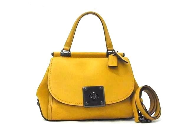 COACH コーチ ハンドバッグ ドリフター 38388 イエロー レザー レディース ターンロック 2WAY ガンメタ金具 美品【本物保証】
