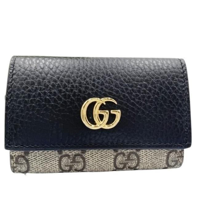 GUCCI グッチ キーケース GGスプリーム 456118 ベージュ ブラウン ブラック系 PVC×レザー ユニセックス 6連 ゴールド金具 超美品【本物保証】