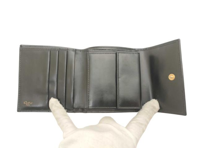 Cartier カルティエ 財布 パンテール ブラック レザー レディース 三つ折り 財布 ゴールド金具【本物保証】_7