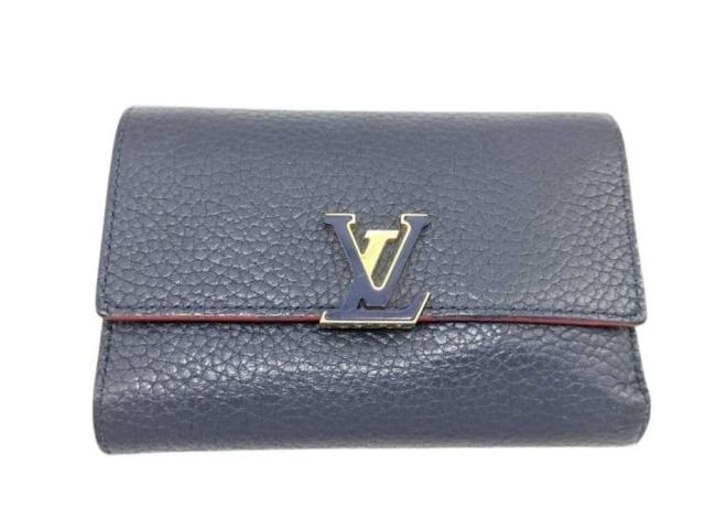LOUIS VUITTON ルイヴィトン 三つ折り財布 ポルトフォイユ カプシーヌ コンパクト M63741 マリーヌルージュ系 トリヨンレザー レディース ゴールド金具【本物保証】