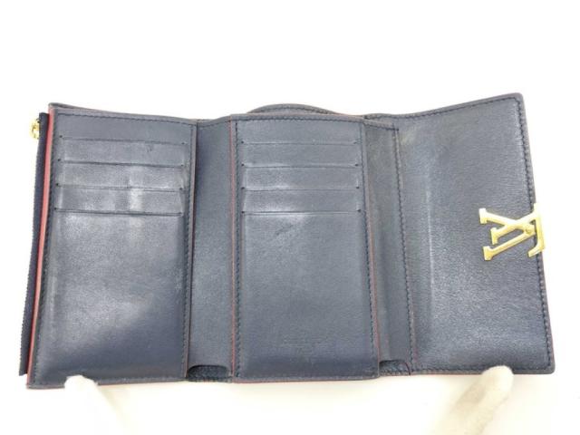 LOUIS VUITTON ルイヴィトン 三つ折り財布 ポルトフォイユ カプシーヌ コンパクト M63741 マリーヌルージュ系 トリヨンレザー レディース ゴールド金具【本物保証】_4