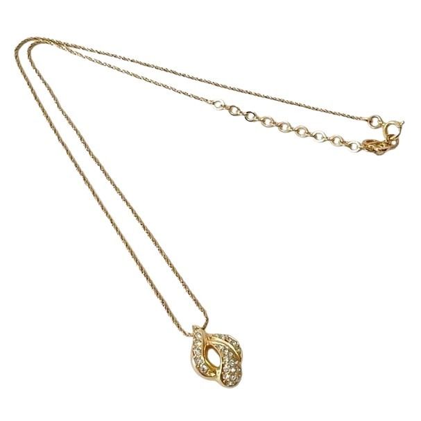 Christian Dior ディオール ネックレス ゴールド系 メタル ラインストーン レディース 美品【本物保証】