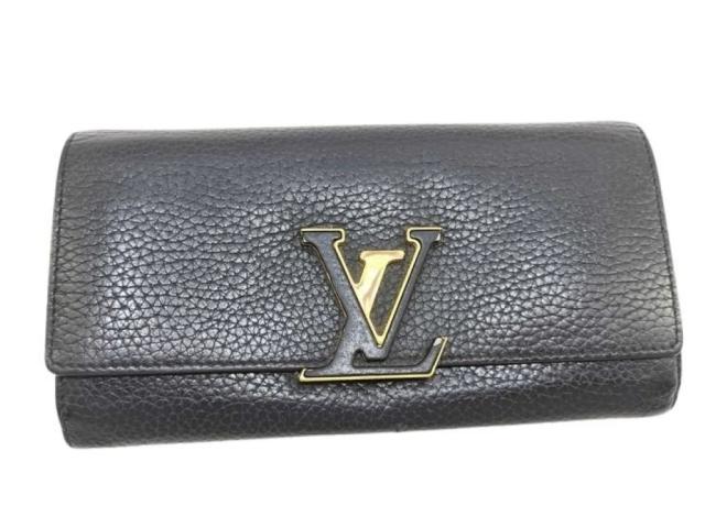 LOUIS VUITTON ルイヴィトン 長財布 ポルトフォイユ カプシーヌ M61248 ノワール（ブラック）系 トリヨンレザー レディース 二つ折り ゴールド金具【本物保証】