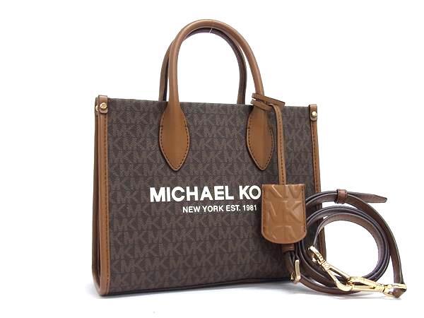 MICHAEL KORS マイケルコース トートバッグ ミレラ ブラウン系 PVC レザー レディース シグネチャー柄 2WAY 新品未使用展示品【本物保証】