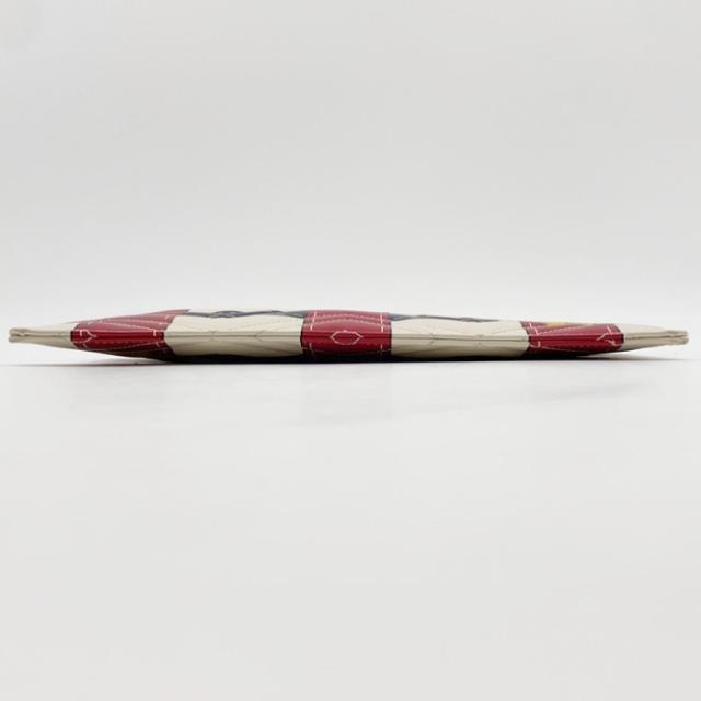 GUCCI グッチ クラッチバッグ GGマーモント 466489 アイボリー レッド ネイビー系 レザー ユニセックス ベルトモチーフ ゴールド金具 美品【本物保証】_2