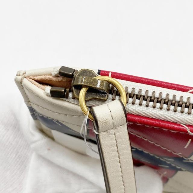 GUCCI グッチ クラッチバッグ GGマーモント 466489 アイボリー レッド ネイビー系 レザー ユニセックス ベルトモチーフ ゴールド金具 美品【本物保証】_5