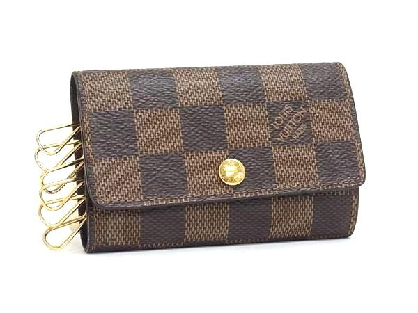 LOUIS VUITTON ルイヴィトン キーケース ミュルティクレ6 N62630 エベヌ ダミエ ユニセックス 6連 ゴールド金具 美品【本物保証】