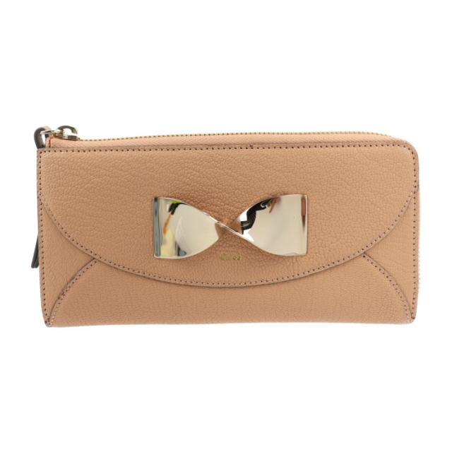 美品] Chloe クロエ ラウンドファスナー 長財布 キャメル（超美品 