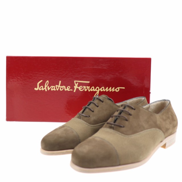 新古未使用展示品 Salvatore Ferragamo サルヴァトーレ フェラガモ レースアップシューズ 表記サイズ 4 1/2 スウェード キャンバス カー