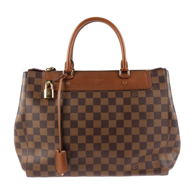 美品 LOUIS VUITTON ルイ ヴィトン グリニッジ ダミエ N41337 ハンドバッグ PVC レザー エベヌ ブラウン 2WAY ショルダーバッグ ビトン【本物保証】