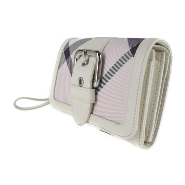 超美品 Burberry バーバリー 二つ折り財布 キャンバス レザー ピンク系マルチカラー ホワイト 本物保証 の通販はau Pay マーケット 3r Boutique