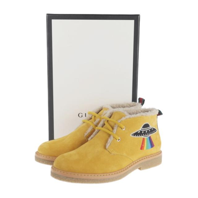 新品未使用展示品 GUCCI グッチ アングリーキャット UFO 483457 ブーツ 表記サイズ 31 スウェード マスタード イエロー系 参考サイズ 19.9cm スエード【本物保証】_9