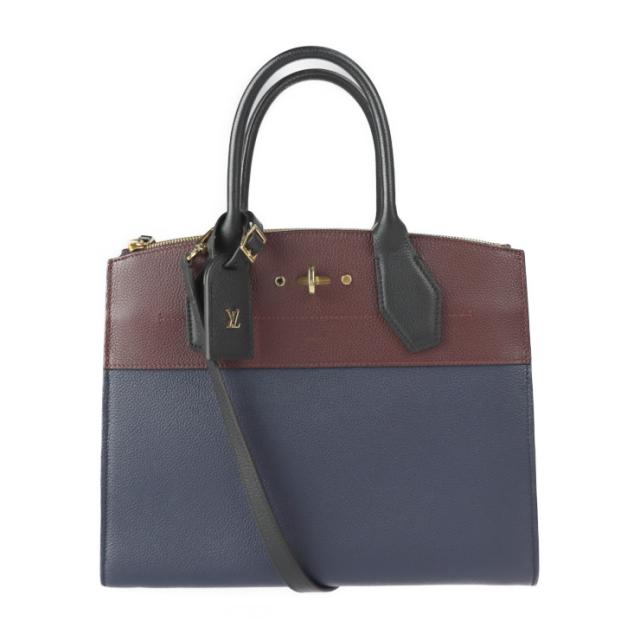 美品 LOUIS VUITTON ルイ ヴィトン シティースティーマーMM M54260 ハンドバッグ トリヨンレザー マリーヌ ブルー系 2WAY ショルダーバッグ トート ビトン【本物保証】