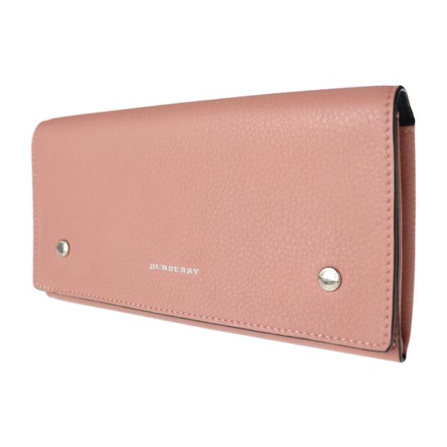 超美品 BURBERRY バーバリー 財布 4076665 長財布 レザー ダスティローズ ピンク系 二つ折り Wホック【本物保証】