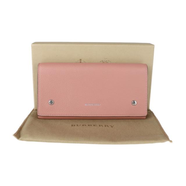 超美品 BURBERRY バーバリー 財布 4076665 長財布 レザー ダスティローズ ピンク系 二つ折り Wホック【本物保証】