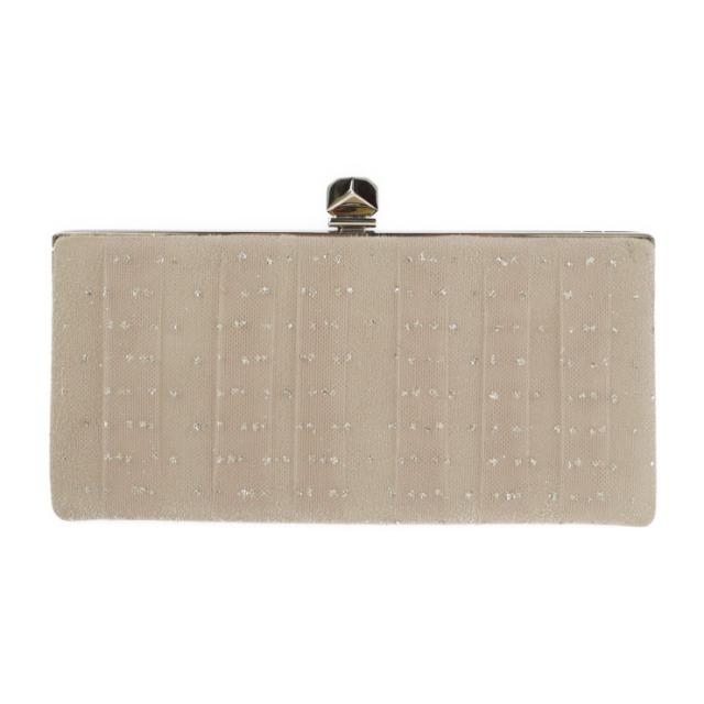 超美品 JIMMY CHOO ジミーチュウ セレステ 183 CELESTE クラッチバッグ キャンバス ピンクベージュ系 がま口 チェーン 2WAY ショルダーバッグ パーティ【本物保証】の通販は