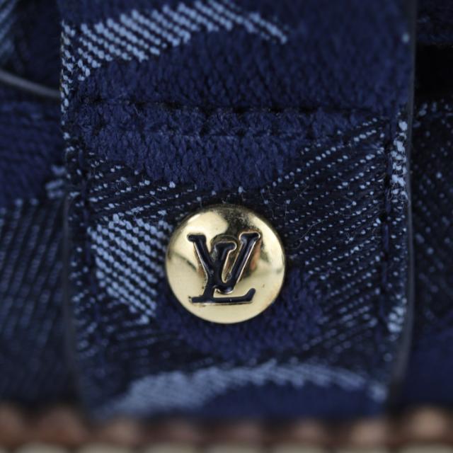 超美品 LOUIS VUITTON ルイ ヴィトン シューズ - ブーツ 表記サイズ 34 デニム ネイビー ハーフブーツ レオパード 豹柄 参考サイズ 21.5cm ビトン ベルト【本物保証】