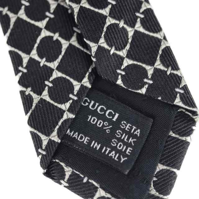 美品 GUCCI グッチ ネクタイ シルク ブラック 総柄 アパレル 小物