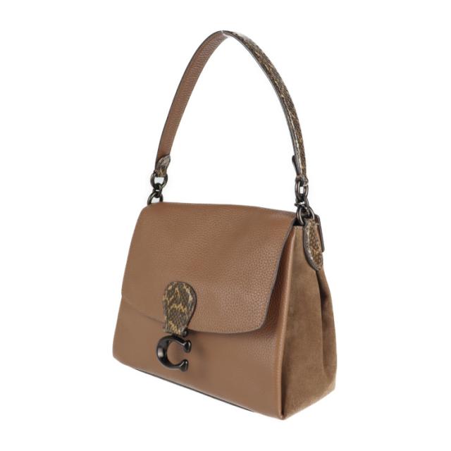 新品未使用展示品 COACH コーチ ブティックライン 4612 ハンドバッグ レザー スウェード パイソン ブラウン 2WAY ショルダー フラップ【本物保証】_1