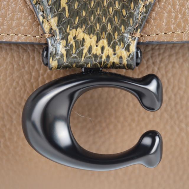 新品未使用展示品 COACH コーチ ブティックライン 4612 ハンドバッグ レザー スウェード パイソン ブラウン 2WAY ショルダー フラップ【本物保証】_6