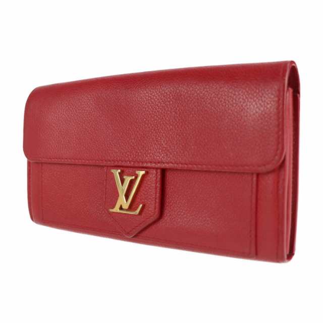 美品 LOUIS VUITTON ルイ ヴィトン ポルトフォイユ・ロックミー M61277 長財布 レザー ルビー レッド 二つ折り フラップ  LVロゴ ビトン【