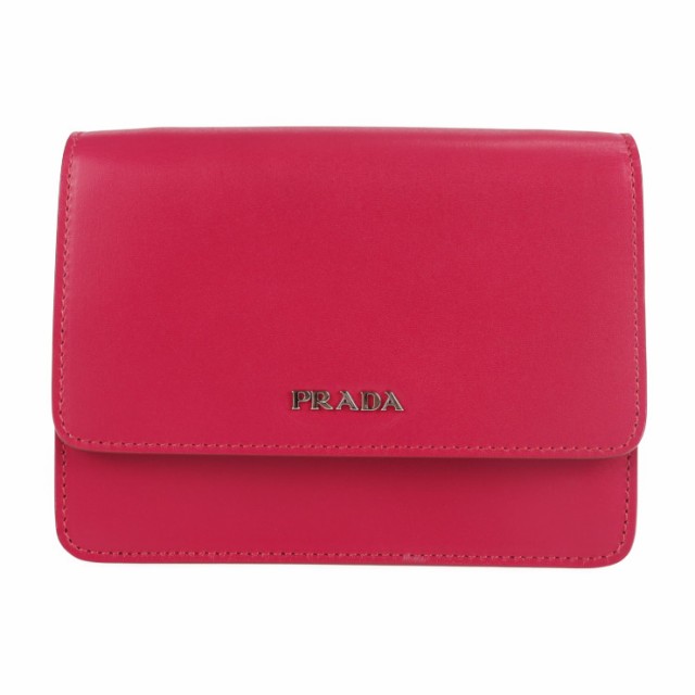 超美品 PRADA プラダ バッグ BT1031 ショルダーバッグ ボックスカーフ PEONIA ピンク系 ショルダーウォレット ポシェット【本物保証】