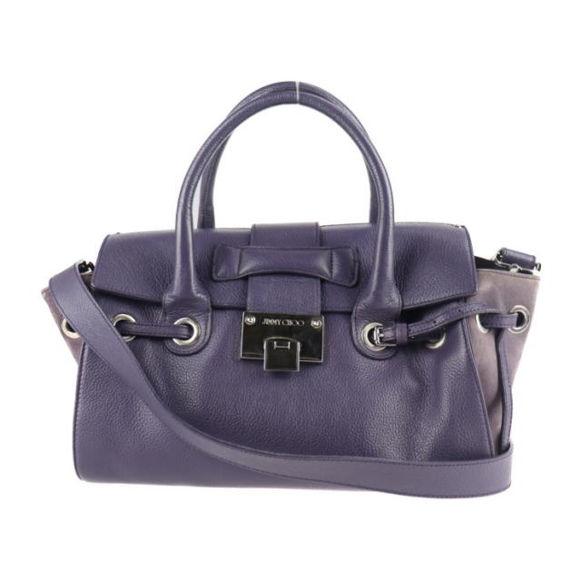 JIMMY CHOO ジミーチュウ ROSALIE ロザリー - ハンドバッグ レザー スウェード パープル系 2WAY ショルダーバッグ【本物保証】の通販は