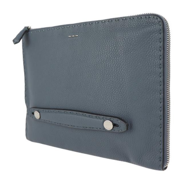 美品 FENDI フェンディ セレリア 7M0225 クラッチバッグ レザー ブルーグレー セカンドバッグ ハンドバッグ【本物保証】_1