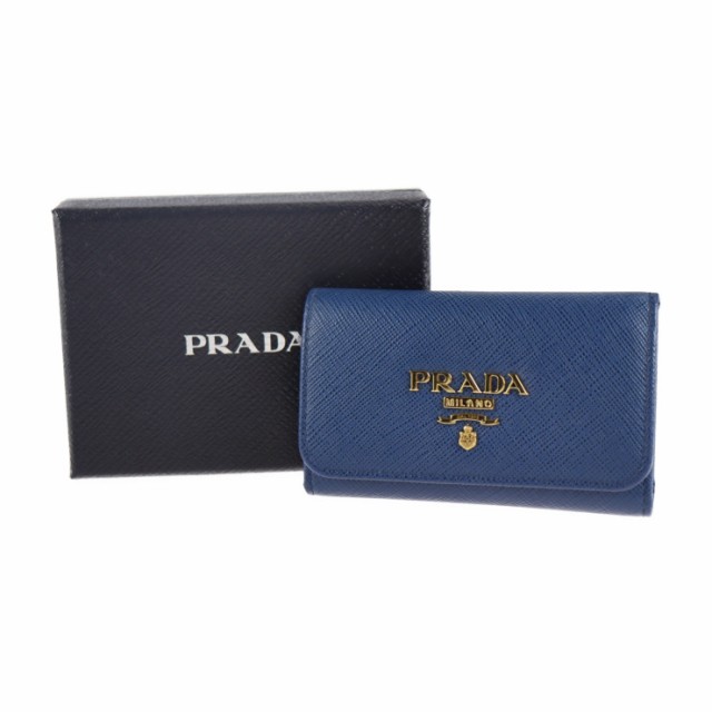 美品 PRADA プラダ 1PG004 キーケース サフィアーノレザー BLUETTE