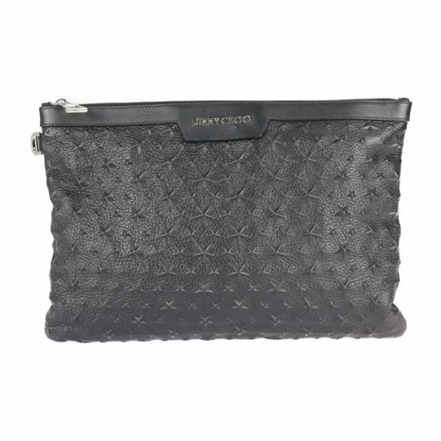 美品 JIMMY CHOO ジミーチュウ デレク DEREK DEREK EMG セカンドバッグ レザー ブラック スタースタッズ エンボス【本物保証】の通販は