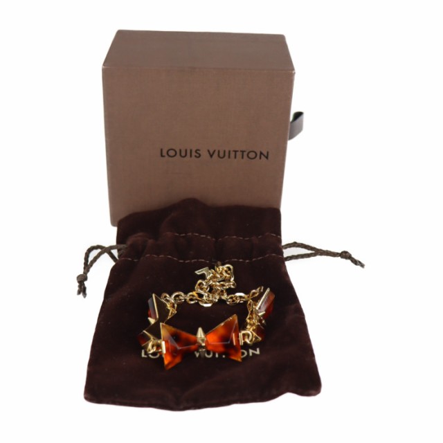 美品 LOUIS VUITTON ルイ ヴィトン スパイキーボウ M67049 ブレスレット メタル プラスチック ゴールド リボンモチーフ スパイク チェー