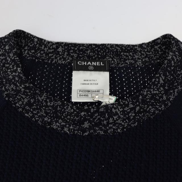 CHANEL BOUTIQUE ネイビー 半袖ニット　36 CHANEL BOUTIQUE ネイビー 半袖ニット36