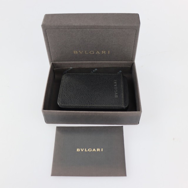 超美品 BVLGARI ブルガリ カードケース レザー ブラック スライド式