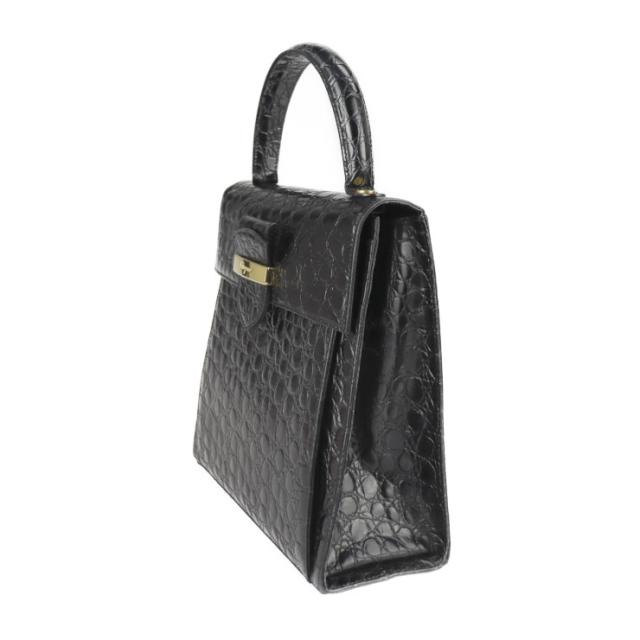 Salvatore Ferragamo サルヴァトーレ フェラガモ ガンチーニ BR212638 ハンドバッグ クロコ型押し レザー ブラック 2WAY ショルダーバッグ【本物保証】_1
