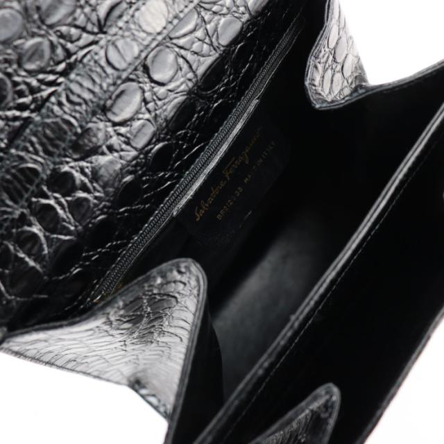 サルヴァトーレフェラガモ クロコ型押し ゴールド金具ガンチーニ