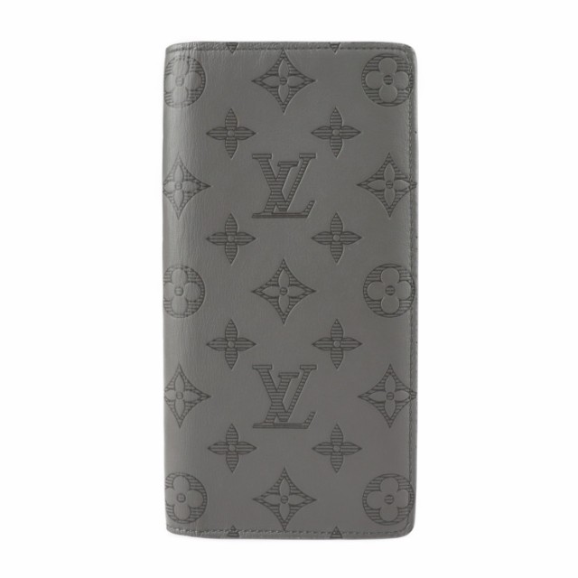 LOUIS VUITTON ルイ ヴィトン ポルトフォイユ ブラザ モノグラムシャドウ M81335 二つ折り財布 カーフレザー グレー 長財布【本物保証】の通販は