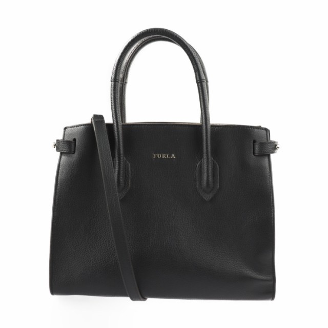 超美品 Furla フルラ PIN Tote S ピン ハンドバッグ レザー ブラック