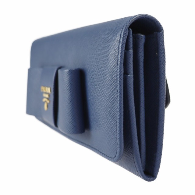 超美品 PRADA プラダ 1MH132 二つ折り財布 サフィアーノレザー ブルー