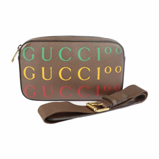 新品未使用展示品 GUCCI グッチ ベルトバッグ 100周年記念 602695 ウエストバッグ カーフレザー ブラウン ロゴ ボディバッグ ウエストポ