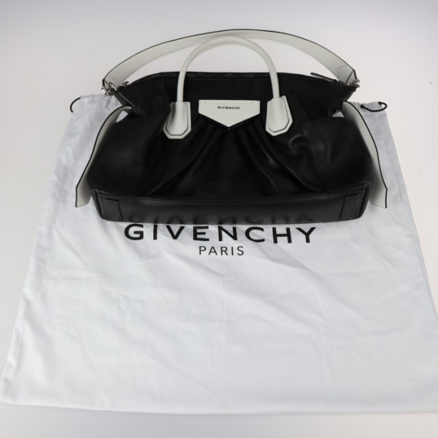 美品 GIVENCHY ジバンシィ アンティゴナ ソフト ミディアム ハンドバッグ レザー ブラック 2WAY ショルダーバッグ トートバッグ【本物保