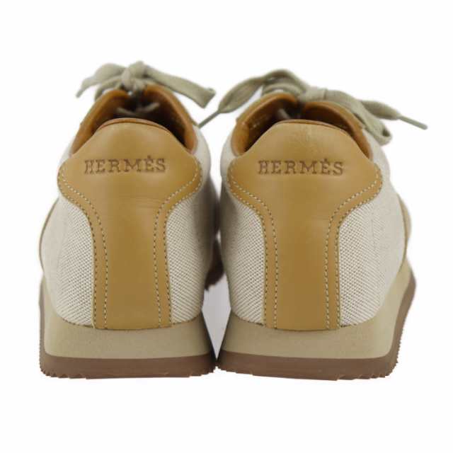 美品☆HERMES スニーカー クイック キャンバスレザー エルメス