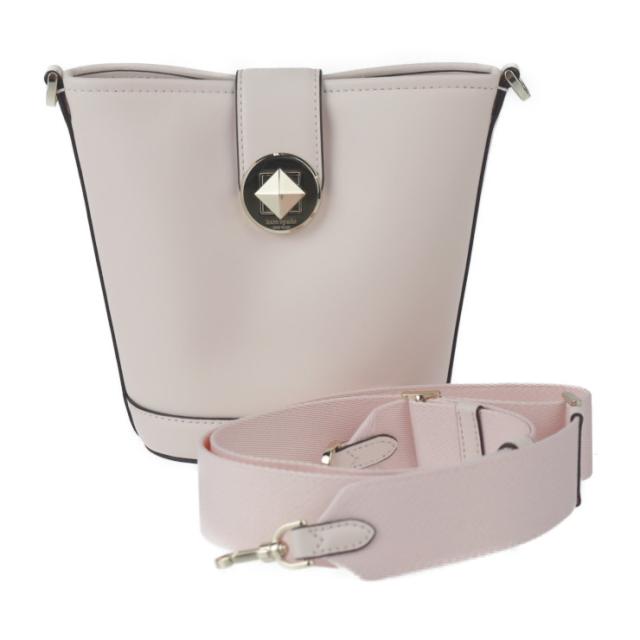 超美品 Kate Spade ケイトスペード オードリー ミニバケット K8103 ショルダーバッグ レザー ライトピンク系 ターンロック ポシェット【本物保証】