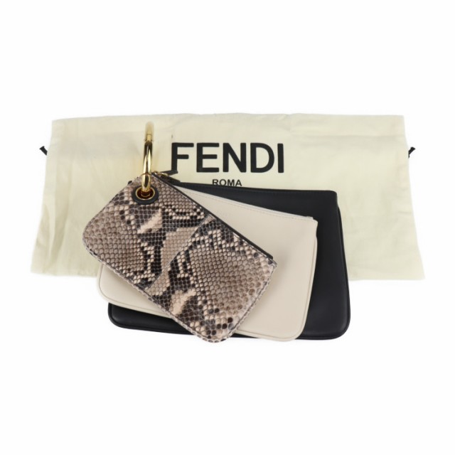 美品 FENDI フェンディ トリプレット 8BS001 セカンドバッグ レザー