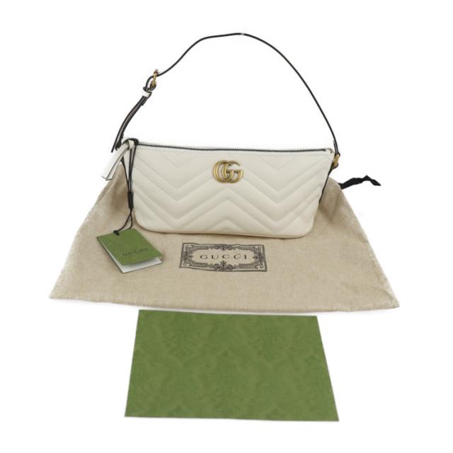 新品未使用展示品 GUCCI グッチ GGマーモント 739166 ショルダーバッグ レザー ホワイト系 アイボリー キルティング ハンドバッグ【本物保証】_9