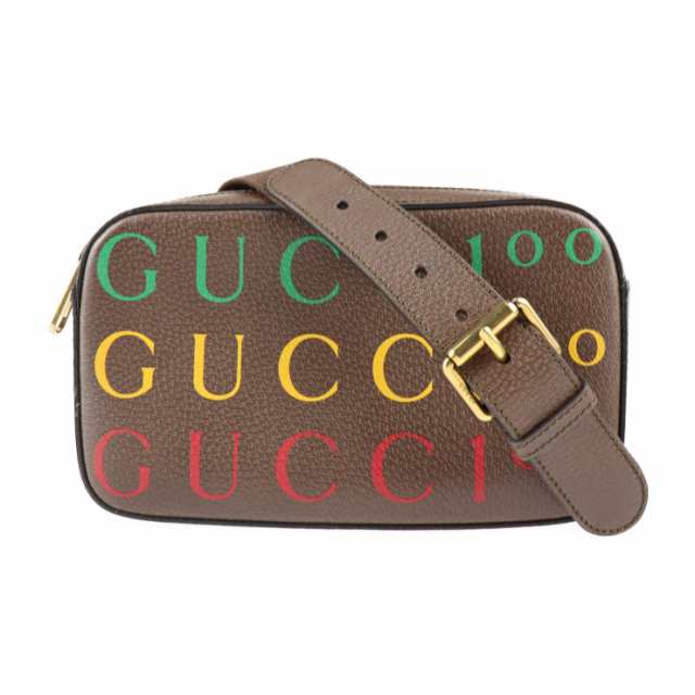 新古未使用展示品 GUCCI グッチ ベルトバッグ 100周年記念 602695 ウエストバッグ カーフレザー ブラウン ロゴ ボディバッグ ウエストポ