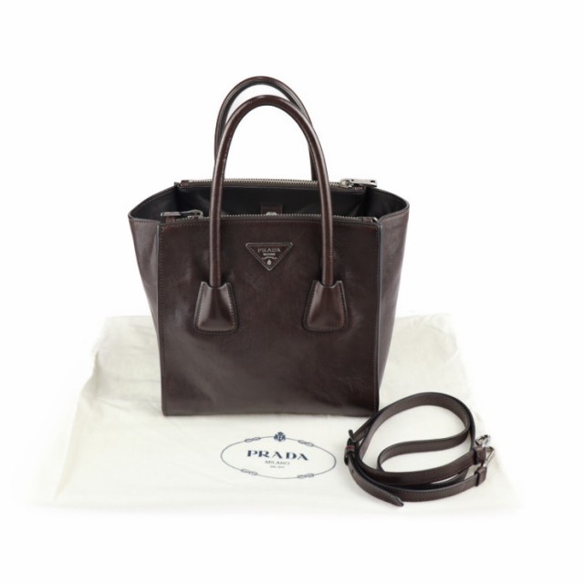 美品 PRADA プラダ BN2625 ハンドバッグ グレースカーフ MORO ダーク ...